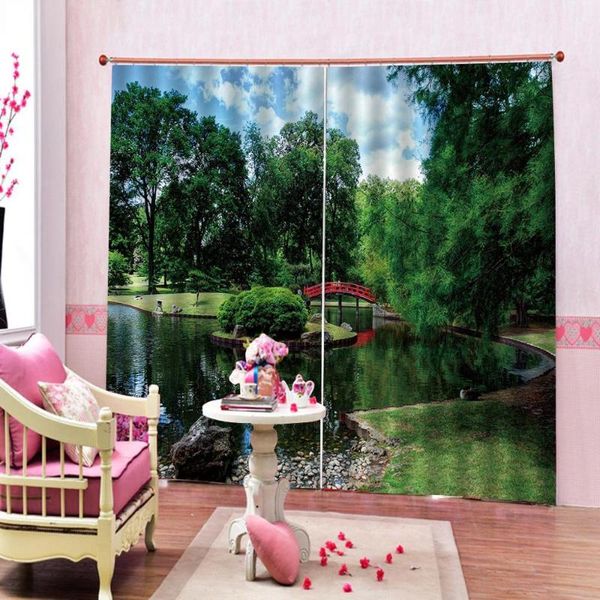 

curtain & drapes park green landscape and bushes lush trees nature scenery window for living room bedroom blackout indoor sets