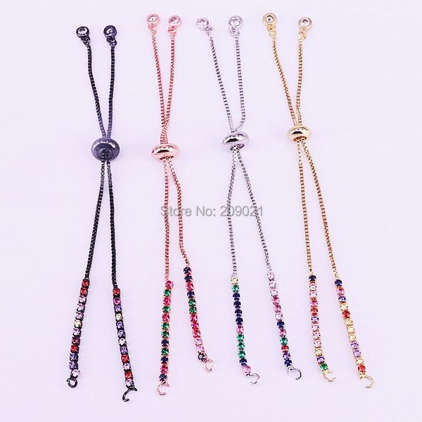 

link, chain 10pcs mix color thin cz tennis bracelet, multicolor colorful zirconia trendy bracelet for women jewelry making, Black