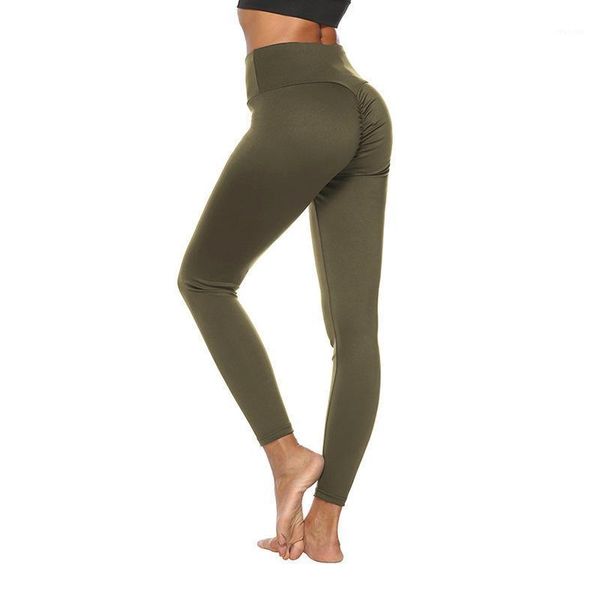 

yoga outfit women sport pants high waist wrinkle fitness athletic leggings soft wrokout training tights s-xl