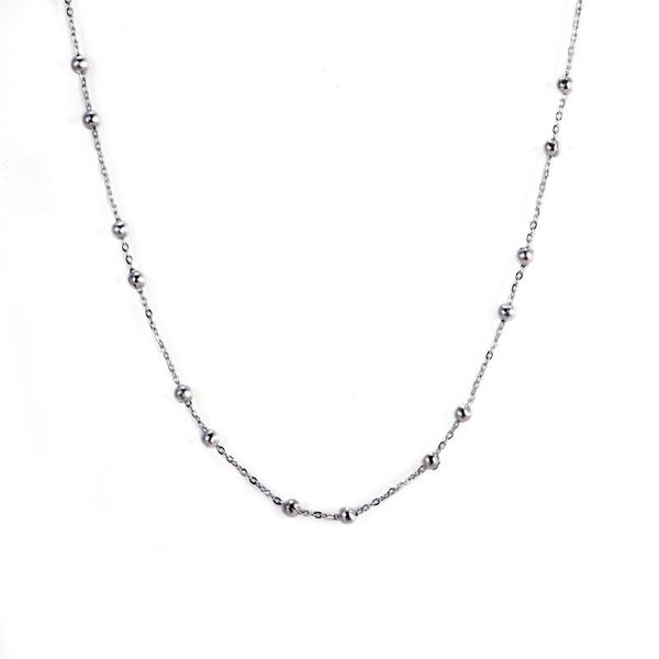 

chains necklace 2021 wild without pendant stainless steel round bead casual men and women single chain jewelry, Silver