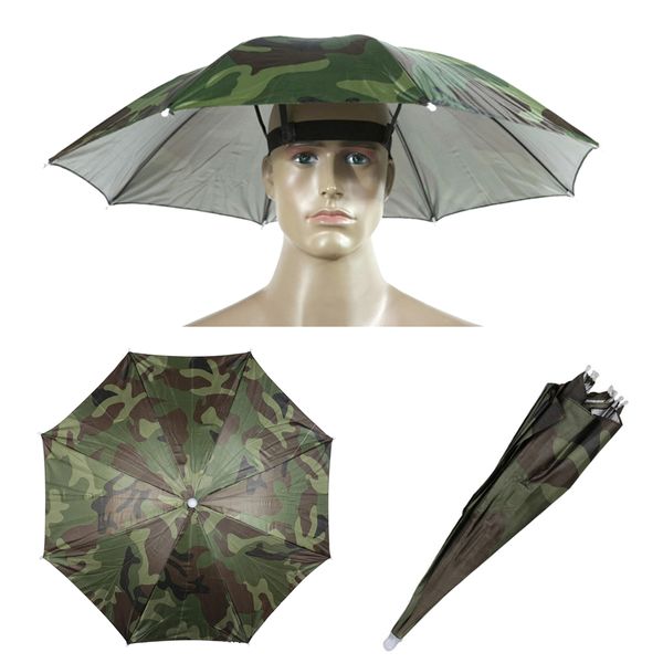 Tragbare Angeln Regenschirm Hut Camouflage Faltbare Outdoor Schatten Wasserdichte Camping Kopfbedeckung Kappe Strand Kopf