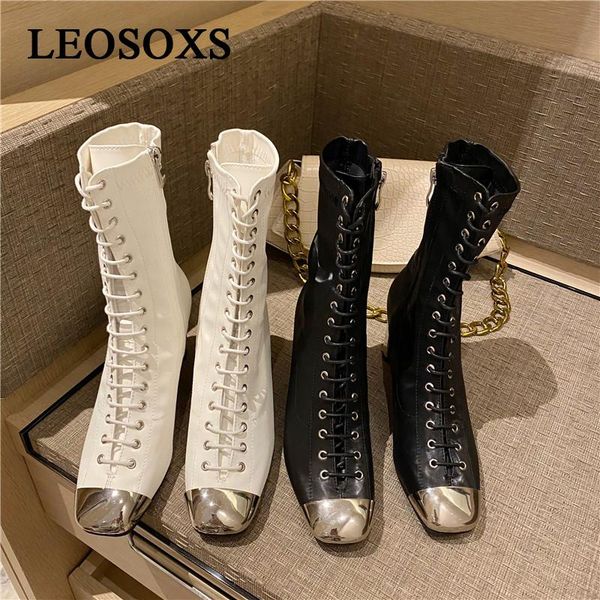 

boots women woman ankle ladies square toe shoes female fashion heels girls brand motorcycle black soft