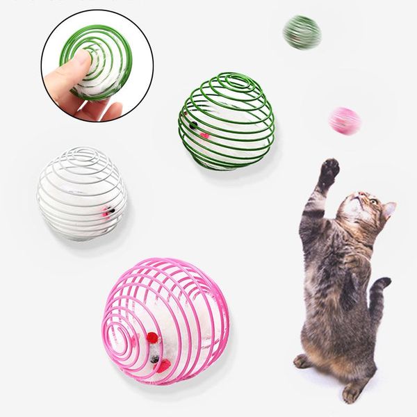 

1pc cat toy stick feather wand with bell mouse cage toys plastic artificial colorful teaser pet supplies random color
