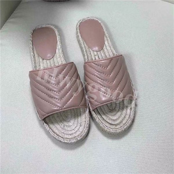 

Simple style Women Leather Sandal summer Designer slipper High Quality Flat slippers Cord Platform Double Hardware Outdoor Beach flip flop, As pic