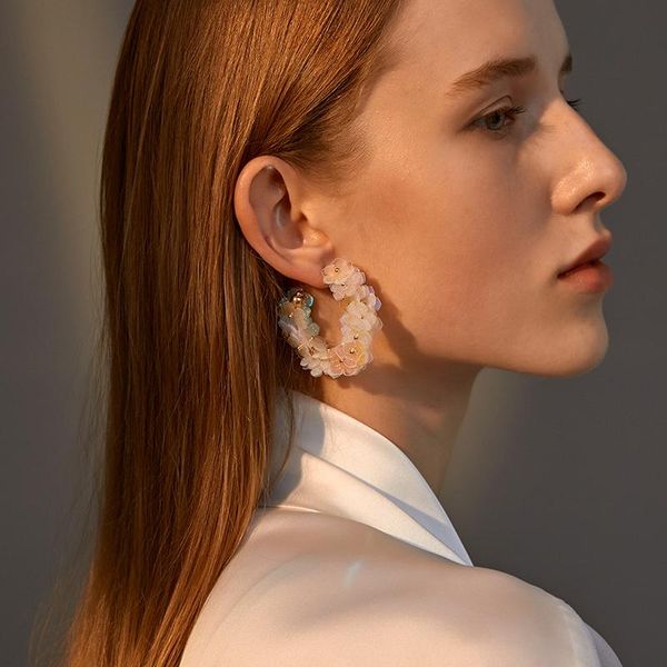 

rainbow color sequined flower dangle earrings sweet multi-layered hanging laser petal drop women goth party jewelry & chandelier, Silver