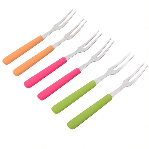 

forks 6 pcs stainless steel fruit fork set sticks creative rondom color