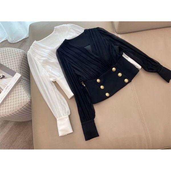 

women's ch04250 fashion blouses & shirts runway european design party style clothing, White