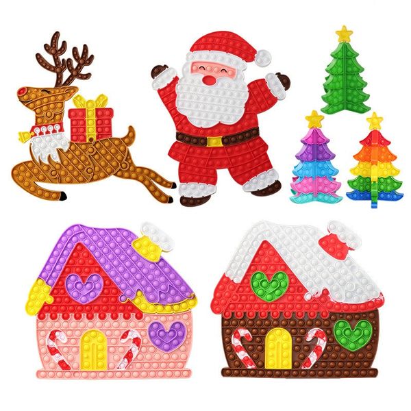 Festa de Natal brinquedos de silicone descompressão arco-íris floco de neve xmas árvore puzzle empurrão borbulha brinquedo brinquedo ano novo presente