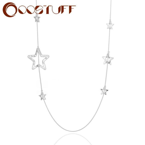 

pendant necklaces silver color stars long necklace chains decorative jewelry for women korean fashion suspension chokers accessories 2021