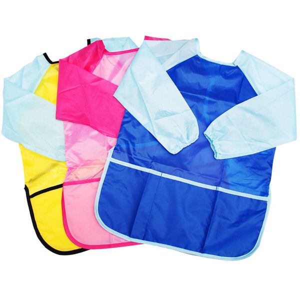 

m-size waterproof apron for children's reverse wear long sleeve painting baby dinner bib