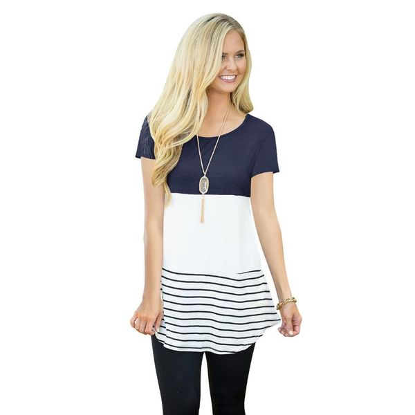 

women's t-shirt 2021 girls style autumn lace striped print o-neck woman sheath slim female short sleeve, White