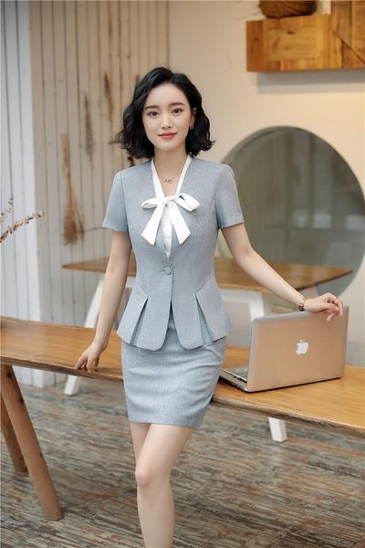 

work dresses novelty grey slim fashion ol styles blazers suits with and skirt for business women ladies office professional sets, White;black