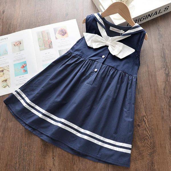 

girl's dresses melario baby girls summer sailor suit button decoration girl bow princess dress 1st birthday clothes, Red;yellow