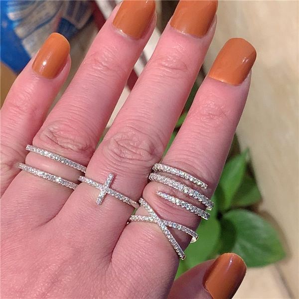 

wedding rings collection promise ring sets 925 sterling silver bijou pave cz engagement band for women fine party jewelry, Slivery;golden