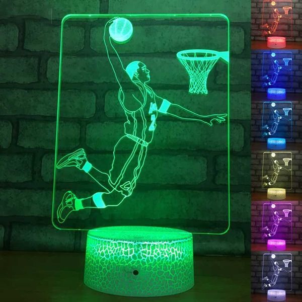 Ночные огни Спортивные серии Кружевые Свет для детей Подарки Детские Спящие Освещение 3D Баскетболист Настольная лампа Светодиодные Ночные Света Танцоры
