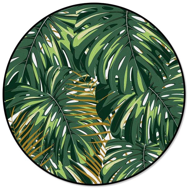 

carpets creative rugs for children rooms tropical plant monstera pattern round carpet rug home living room bedroom