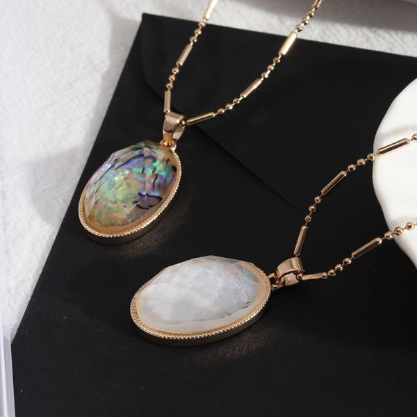 

fancy design handmade gold chain natural abalone shell pendant necklace for women gift, Silver