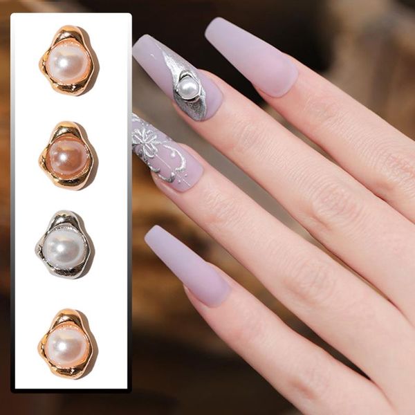

nail art decorations 3d pearl fashion luxury jewelry diy charm flash exquisite elegant decoration repair parts accessories, Silver;gold