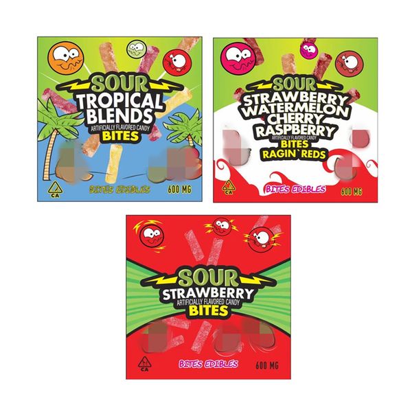 

packaging bag 600mg sour srawberry bites tropical blends gummy candy resealable edibles herb flower zipper dry retail package north am