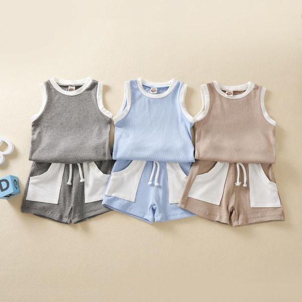 

clothing sets born casual sport 2pcs set infant baby boys girls solid ribbed t-shirt short summer fashion vestidos de verano, White