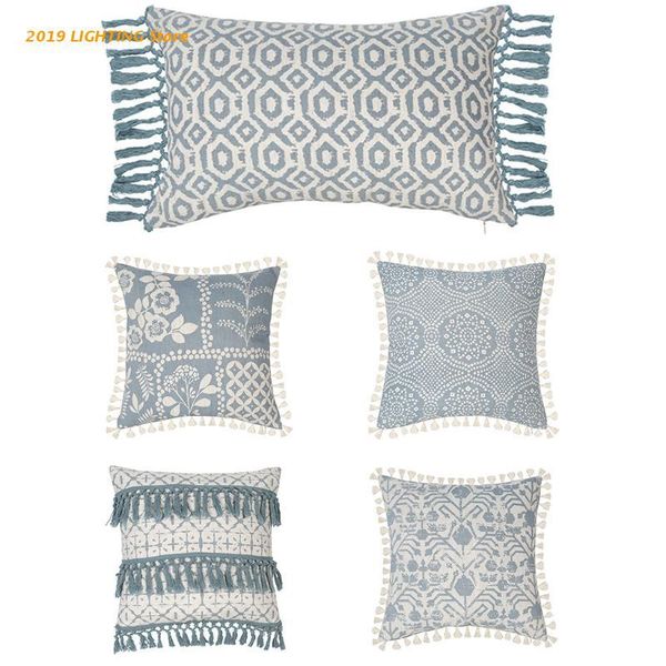 

pillow case q9qf boho accent soft fringe throw with tassels retro geometric floral printed decorative square cushion cover for