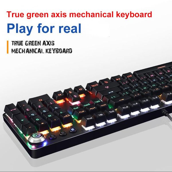 

mechanical gaming keyboard 104 keys usb wired blue switch professional ultra-slim for lapdeskcomputer keyboards