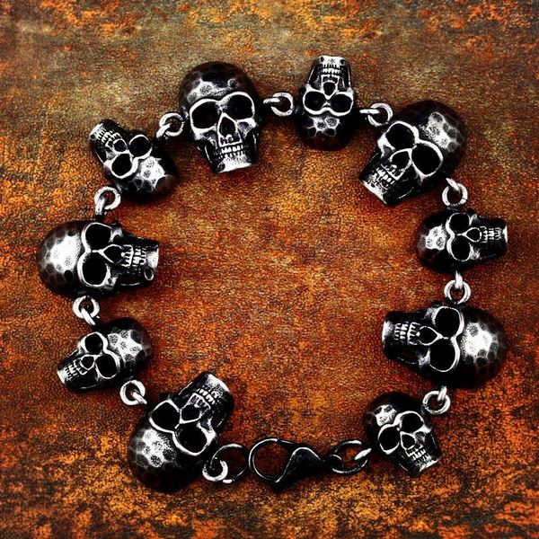 

link, chain beier 316l stainless steel punk retro and skull men's bracelet large small with jewelry llbc8-064c, Black