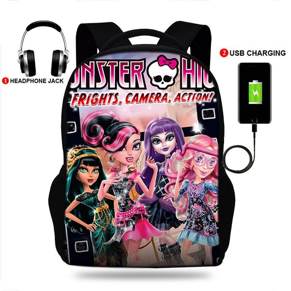 

backpack buleflyer monsterer high print backpacks girls school bags lapteenage notebook usb charge mochila