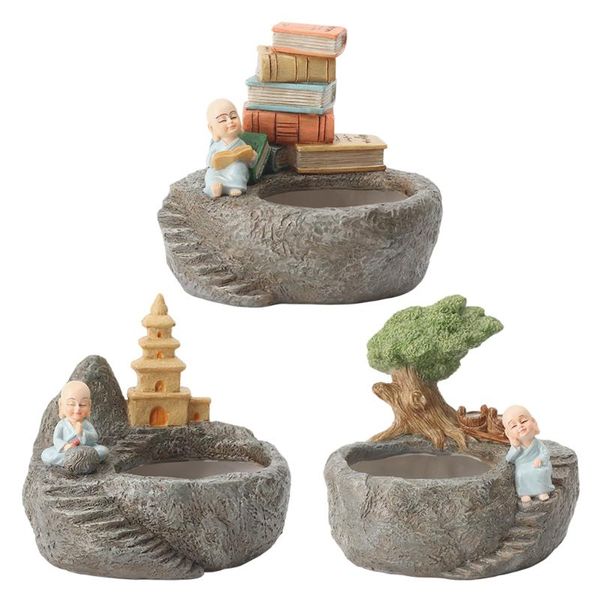 

planters & pots little monk resin flowerpot succulent planter green plants cactus container home garden decoration bonsai flower pot