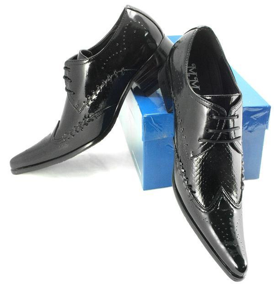 

genuine leather oxford shoes men brogues lace-up white bullock business wedding dress male formal, Black