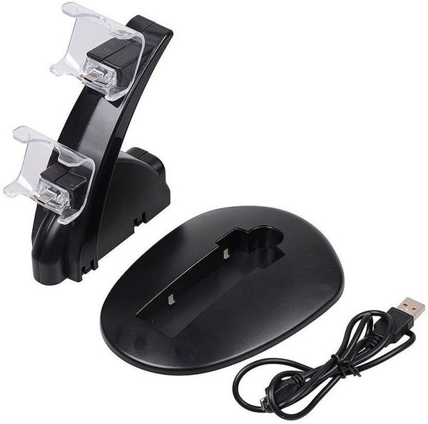 

dual usb charging chargers docking station stand double charger led light for sony playstation 4 ps4 pro slim wireless controllers dhl