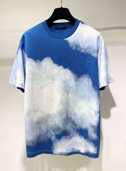 

blue sky white color rest short sleeve tee men's women's t-shirt high street fashion short sleeves t-shirts summer breathable tee, White;black