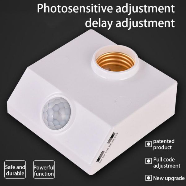 

lamp holders & bases abs e27 pir infrared motion sensor led light holder base switch socket ac100-265v