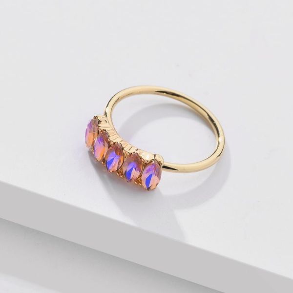 

wedding rings fashion jewelry colorful crystal band ring - gold color statement for women, Slivery;golden