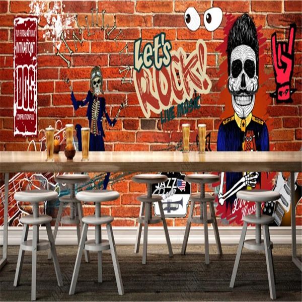 

wallpapers personality retro brick mural industrial decoration graffiti music rock bar restaurant background wall paper