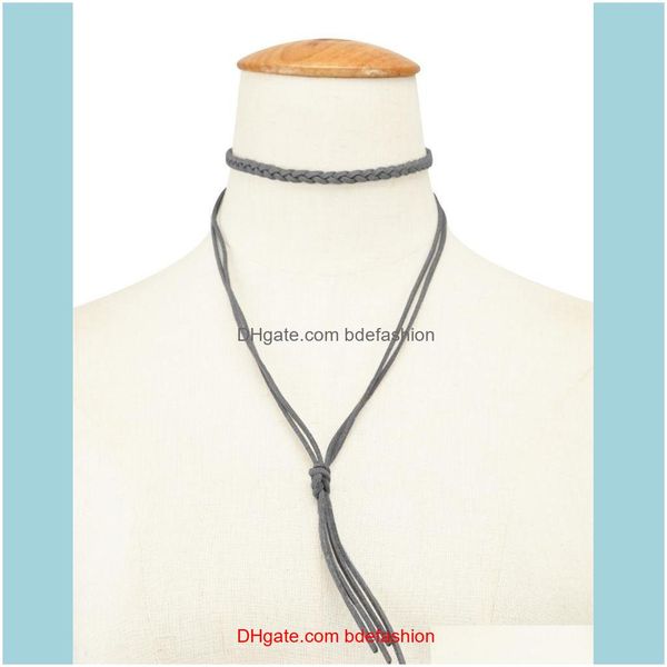 

necklaces & pendants jewelryfashion elements simple wild necklace veet braid rope multi - layer tassel n1050 chokers drop delivery 2021 v7jw, Golden;silver