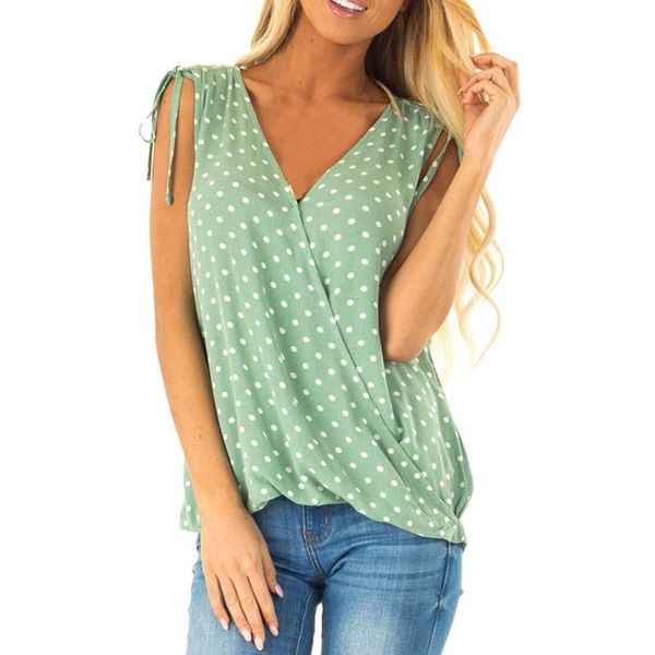 

women's blouses & shirts summer dot print women sleeveless casual tank blouse blusas vintage mujer 2021 plus size clothing, White
