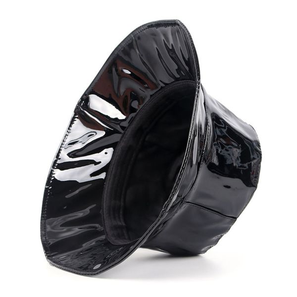

sun hat spring summer bright pu fisherman's men and women black versatile korean basin sun protection cap, Blue;gray