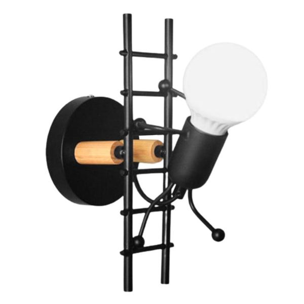 

night lights creative light iron art the little man climbed stairs wall lamp e27 bulb nordic corridor bedside
