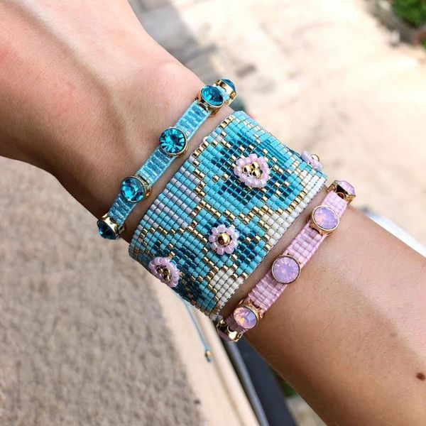 

charm bracelets go2boho boho flower bracelet girl women miyuki jewelry fashion rhinestone bead pulseras femme friends gift jewellery, Golden;silver