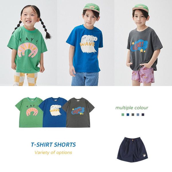 

clothing sets 2021 summer cotton children's short-sleeved t-shirt, White