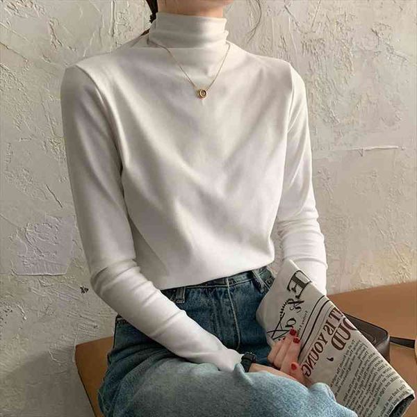 

spring autumn slim knitted t-shirt women korean long sleeve turtleneck elegant bottoming soild female sweater, White;black