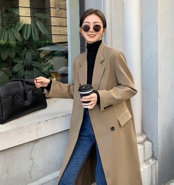 

women's suits & blazers long blazer female casual q073, White;black