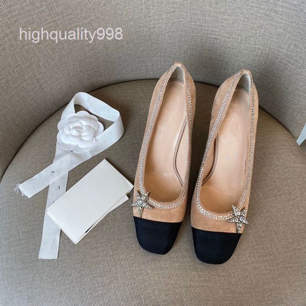 

dress shoes high end quality xiaoxiangfeng versatile black shallow mouth pointed high heels inlaid with bricks and color matching thin heel