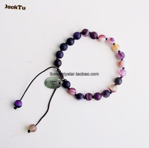 

tennis purple beads bracelet friendship on brown nylon, Golden;silver