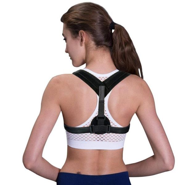 

back support premium soft arrival adjustable belt brace body posture corrector, Black;blue