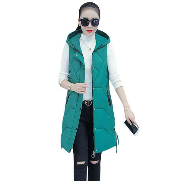 

women's vests autumn winter down cotton vest women hooded korean sleeveless waistcoat ladies plus size mid-length section slim coa, Black;white