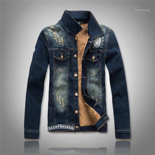 

men's jackets jacket fleece inner men denim winter fashion slim trendy warm thick mens jean streetwear outwear motorcycle coats, Black;brown