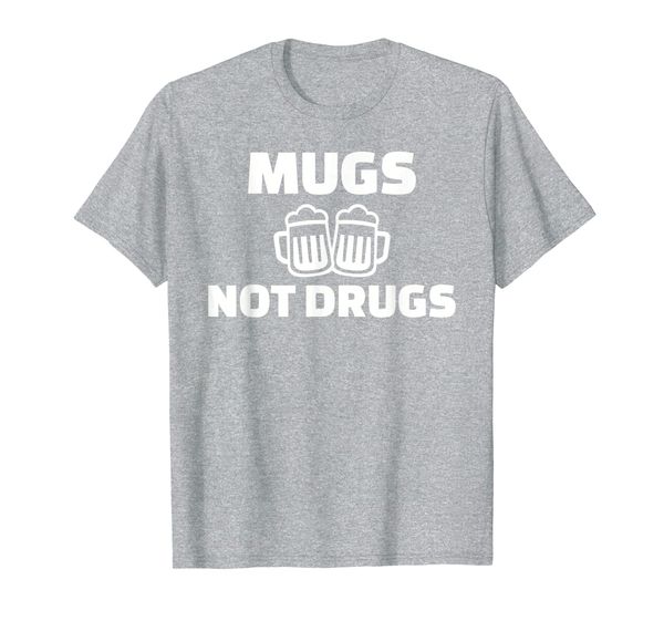 

mugs not drugs t-shirt, White;black