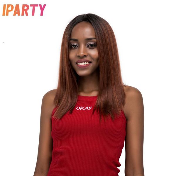 

synthetic wigs reddish brown lace front wig for black women straight soft high temperature fiber daily party cosplay iparty